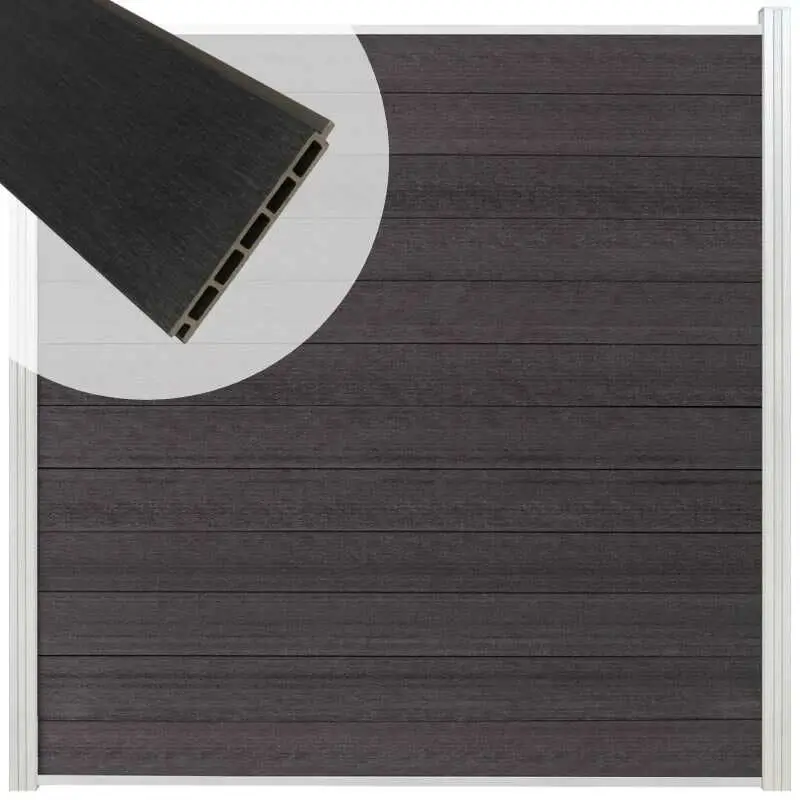 Actieprijs Schutting composiet co-extrusie Garda antraciet met blank aluminium kader (180 x 180 cm)