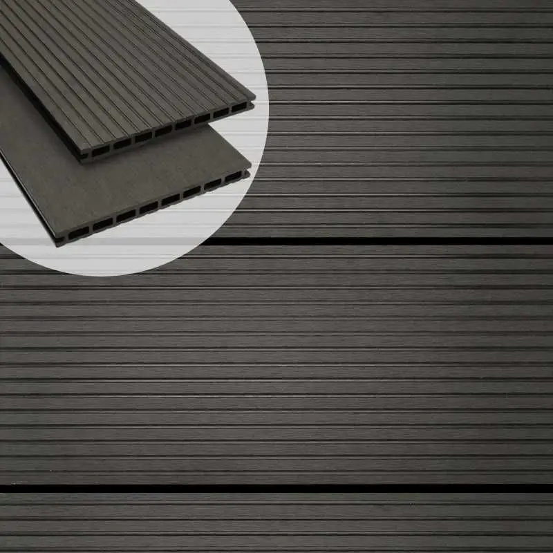 Vlonderplank composiet 2,1 x 25 cm - XXL antraciet (4 mtr) grove ribbel en vlak Flitsaanbieding