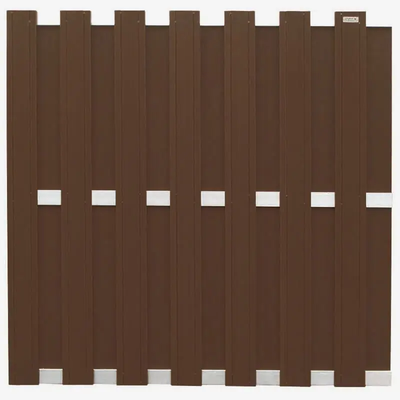 Schutting composiet Design donkerbruin met blank aluminium frame (180 x 180 cm) Gecertificeerd