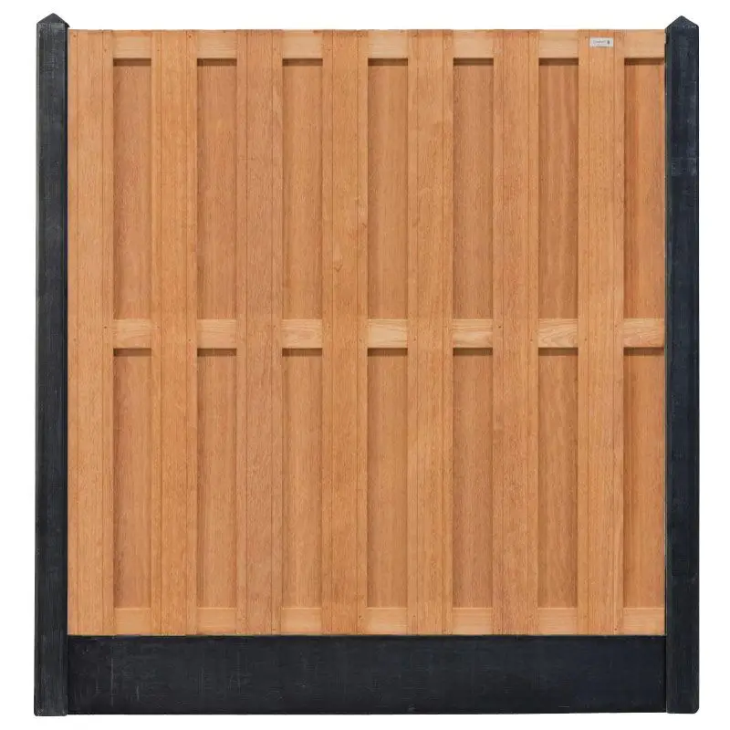 Tijdelijk Beschikbaar Hout & Beton schutting zwart - Hardhout keruing 15L (197 x 200 cm) dikte 3,9 cm