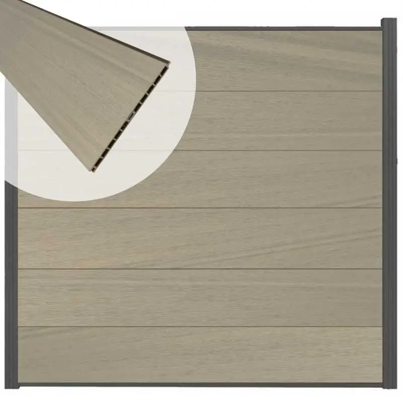 Schutting composiet co-extrusie Como vergrijsd bruin met antraciet alu kader (180 x 180 cm) Aanbieding