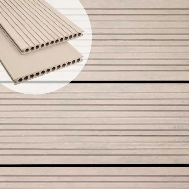 Vlonderplank composiet semi massief 2,5 x 25 cm - XXL steengrijs gevlamd (4 mtr) grove ribbel/geborsteld Actieprijs