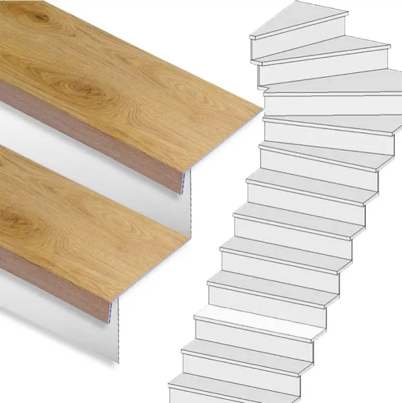 Traprenovatie set - 1 kwart draai - 12 treden SPC toplaag Licht eiken incl. witte stootborden Dagaanbieding