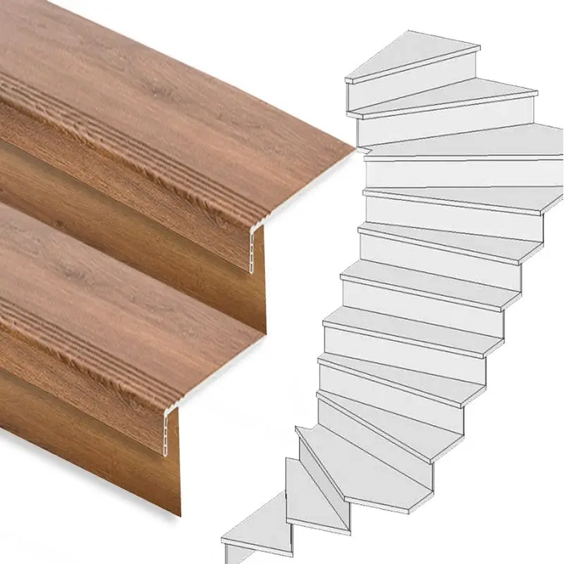 Shop Nu Traprenovatie set - 2 kwart draai - 13 treden SPC toplaag Bruin eiken incl. stootborden