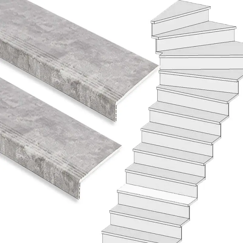 Weekendaanbieding Traprenovatie set - 1 kwart draai - 13 treden SPC toplaag Beton grijs