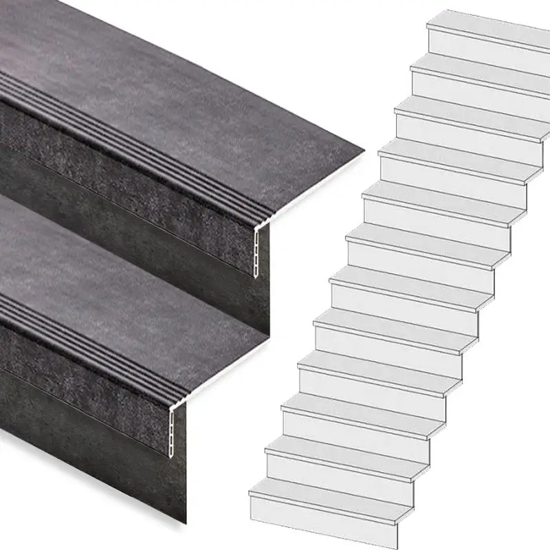 Traprenovatie set - rechte trap - 15 treden SPC toplaag Beton zwart incl. stootborden Laatste Kans