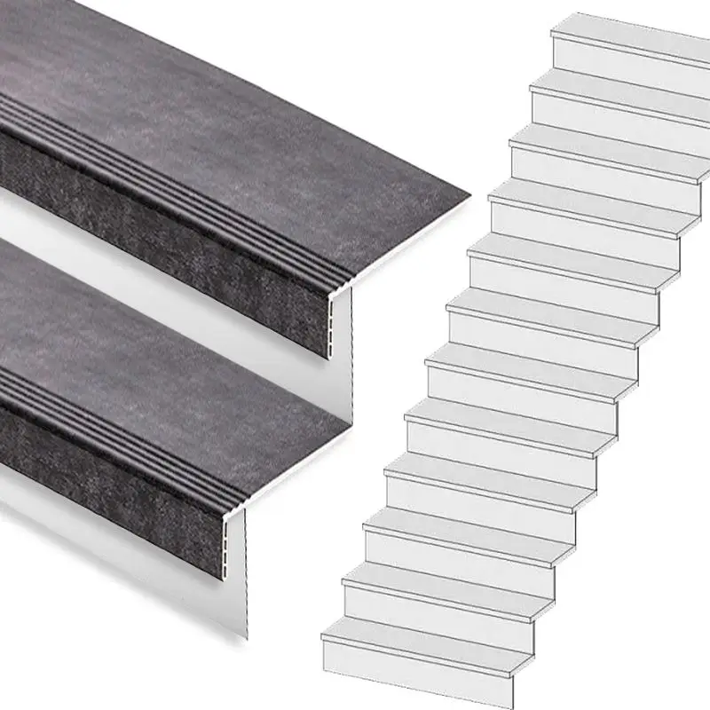 Traprenovatie set - rechte trap - 14 treden SPC toplaag Beton zwart incl. witte stootborden Betaalbaar