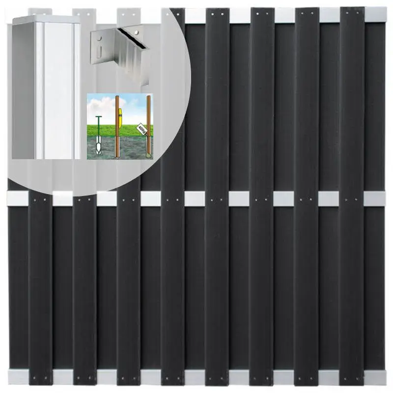 Finale Uitverkoop Schutting set composiet Capri antraciet met blank aluminium frame ( 5,67 meter)