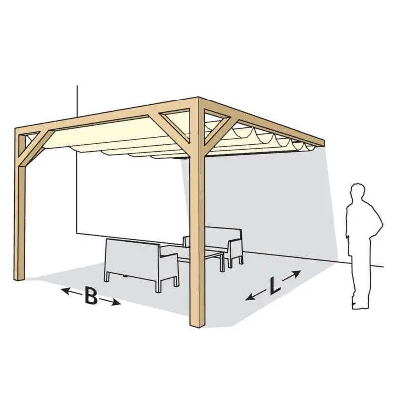 Laatste Versie Houten Pergola - Eiken 300 x 300cm aanbouw
