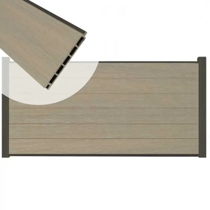 Schutting composiet co-extrusie Garda vergrijsd bruin met antraciet alu kader (180 x 90 cm) Bestel Nu