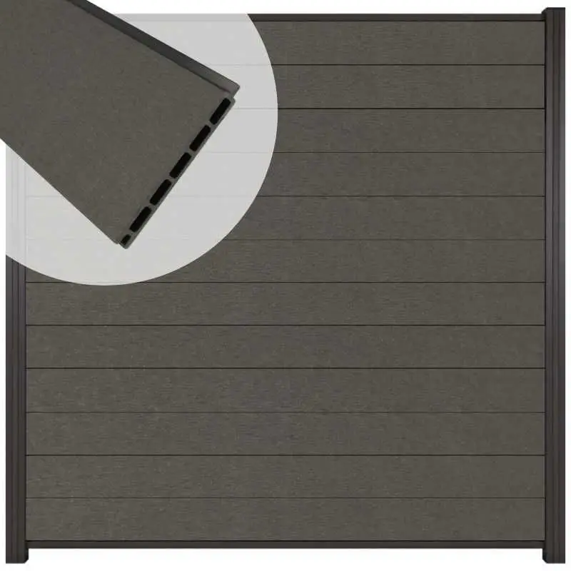 Actieprijs Zelfbouw schutting composiet Mix & Match antraciet - antraciet alu accessoires (180 x 180 cm)
