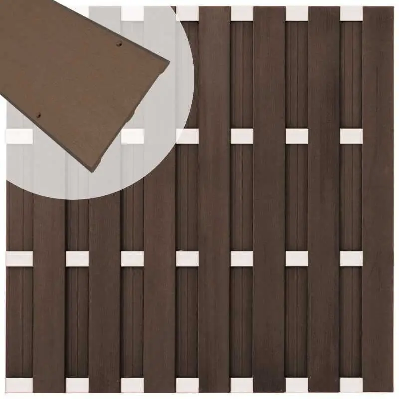 Zelfbouw schutting composiet Bari donkerbruin met blank alu accessoires (180 x 180 cm) Merkproduct