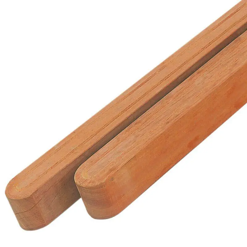 Goedkoop Paal hardhout bankirai 11 x 11 cm afgeronde kop geschaafd