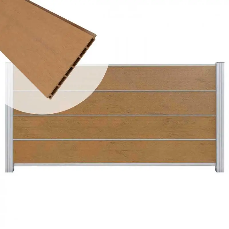 Veilige Betaling Zelfbouw schutting composiet Modular bruin gevlamd - blank alu accessoires (180 x 97 cm)