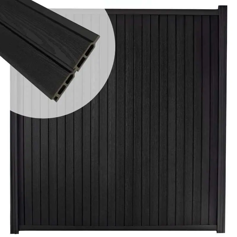 Betaalbaar Zelfbouw schutting verticaal Rhombus Double zwart - zwart alu accessoires (170 x 180 cm)