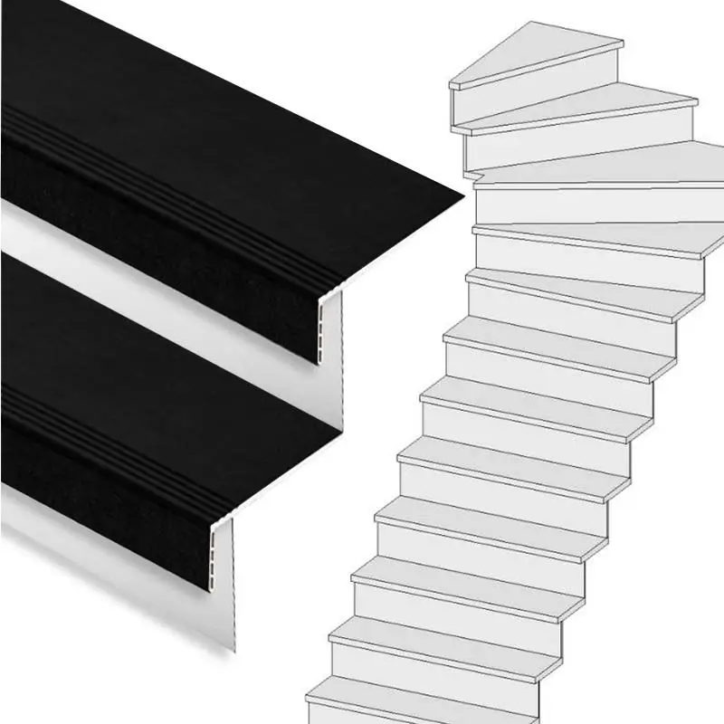 Merkproduct Traprenovatie set - 1 kwart draai - 15 treden SPC toplaag Zwart incl. witte stootborden