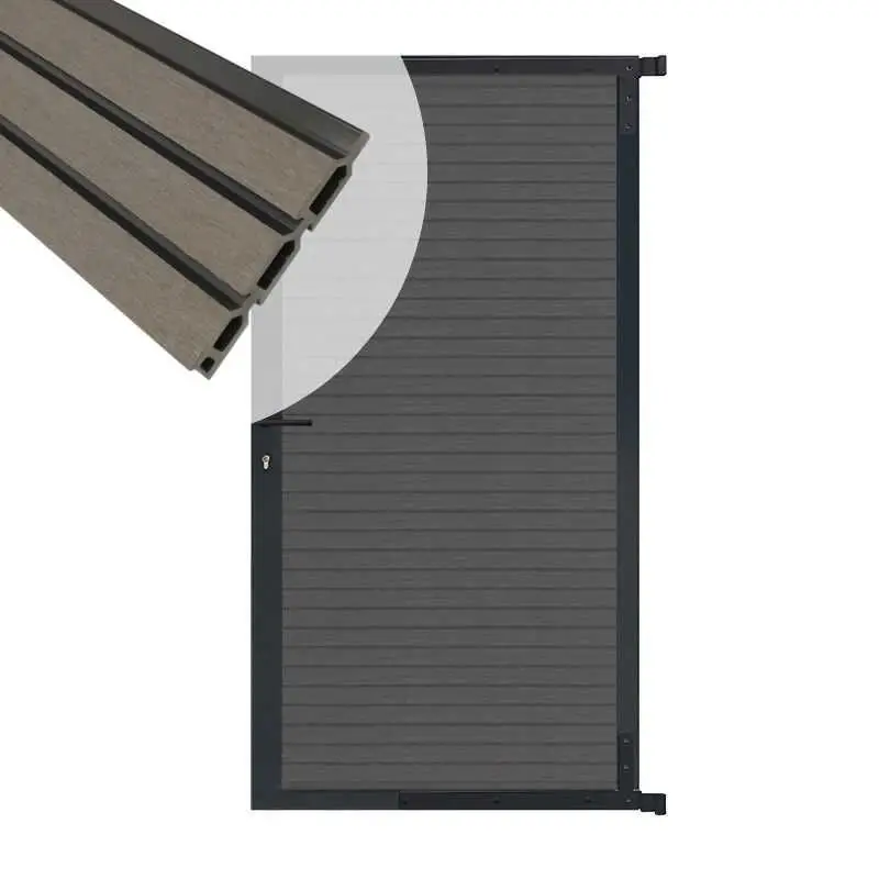 Tuindeur aluminium zwart frame Rhombus Triple - composiet rock grey (90 x 180 cm) Premium