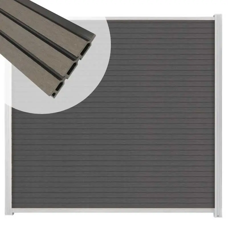 Zelfbouw schutting composiet Rhombus Triple rock grey - wit alu accessoires (180 x 180 cm) Koop Online
