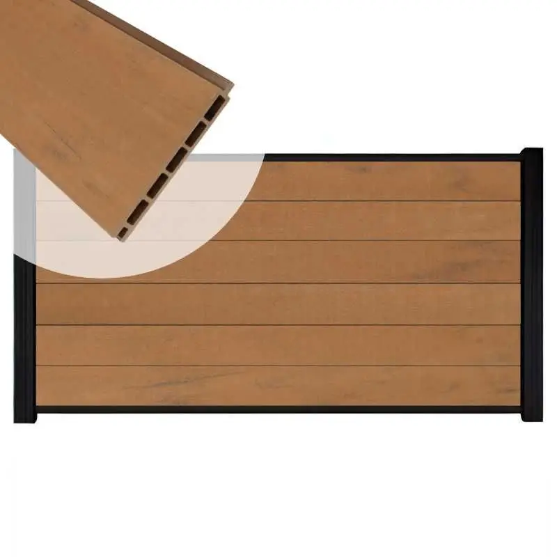 Actieprijs Zelfbouw schutting composiet Mix & Match bruinvlam - zwart alu accessoires (180 x 90 cm)