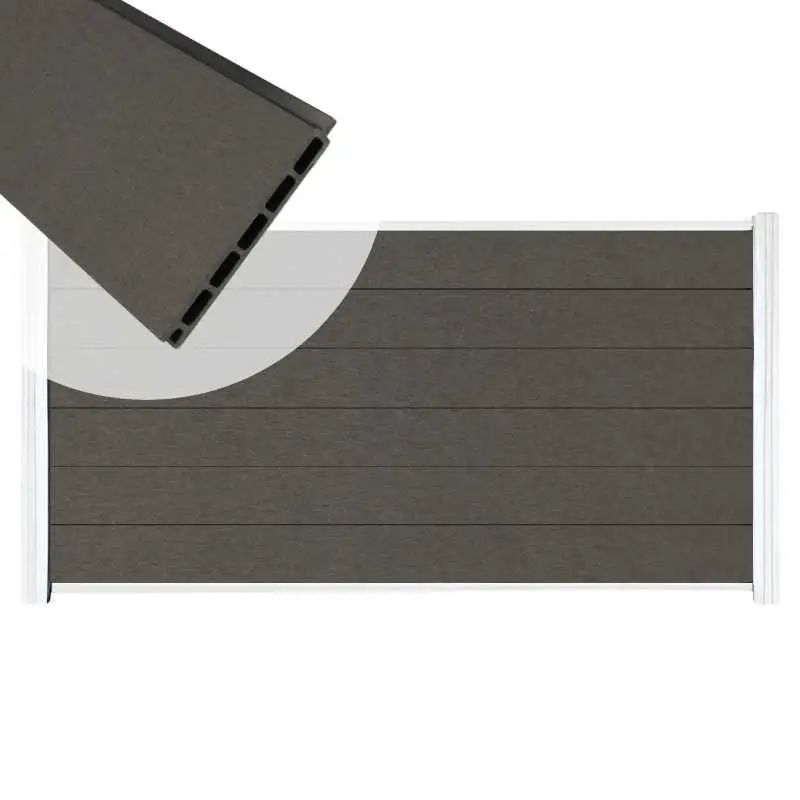 Zelfbouw schutting composiet Mix & Match antraciet - wit alu accessoires (180 x 90 cm) Meest Verkocht
