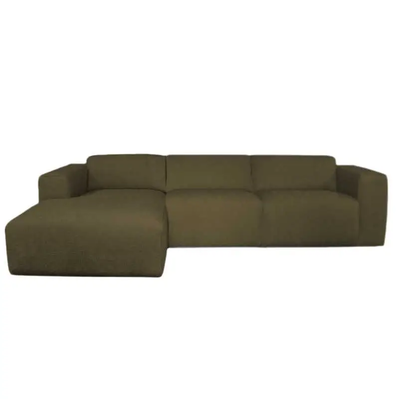 Nieuw 3 zitsbank met lounge links Sintra - stof Rackham groen 14 - 282 cm