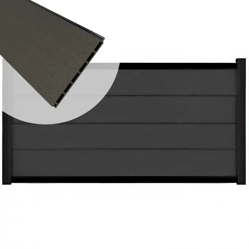 Zelfbouw schutting composiet Modular antraciet - zwart alu accessoires (180 x 97 cm) Voordeelprijs