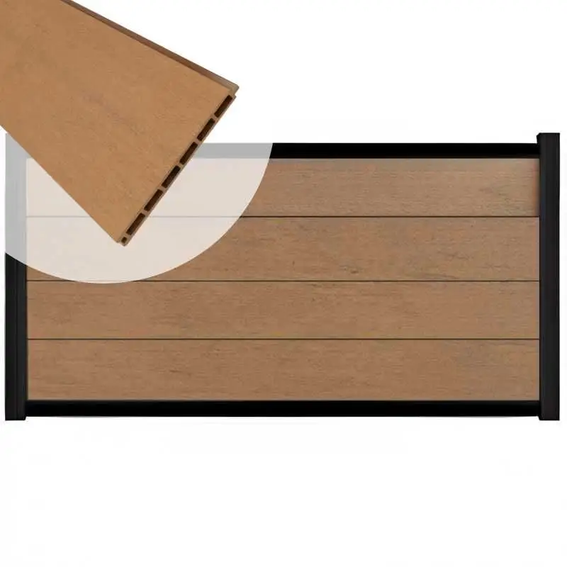 Zelfbouw schutting composiet Modular bruin gevlamd - zwart alu accessoires (180 x 97 cm) Koop Vandaag
