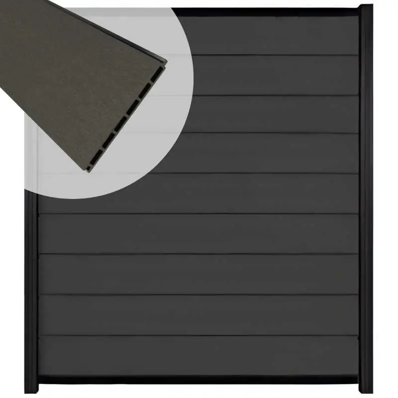 Op = Op Zelfbouw schutting composiet Modular antraciet - zwart alu accessoires (180 x 200 cm)