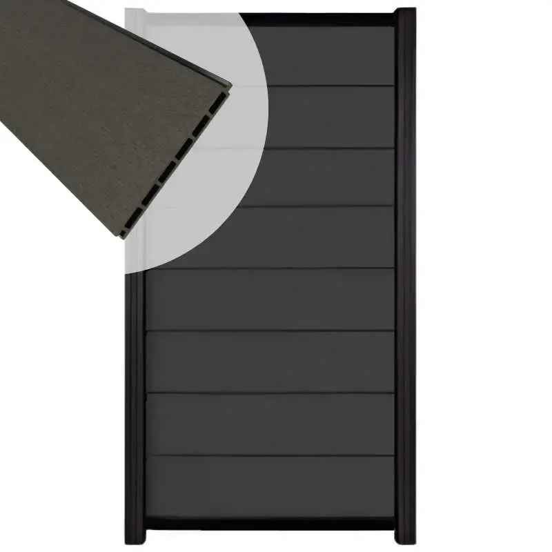 Zelfbouw schutting composiet Modular antraciet - zwart alu accessoires (90 x 180 cm) Gereduceerde Prijs