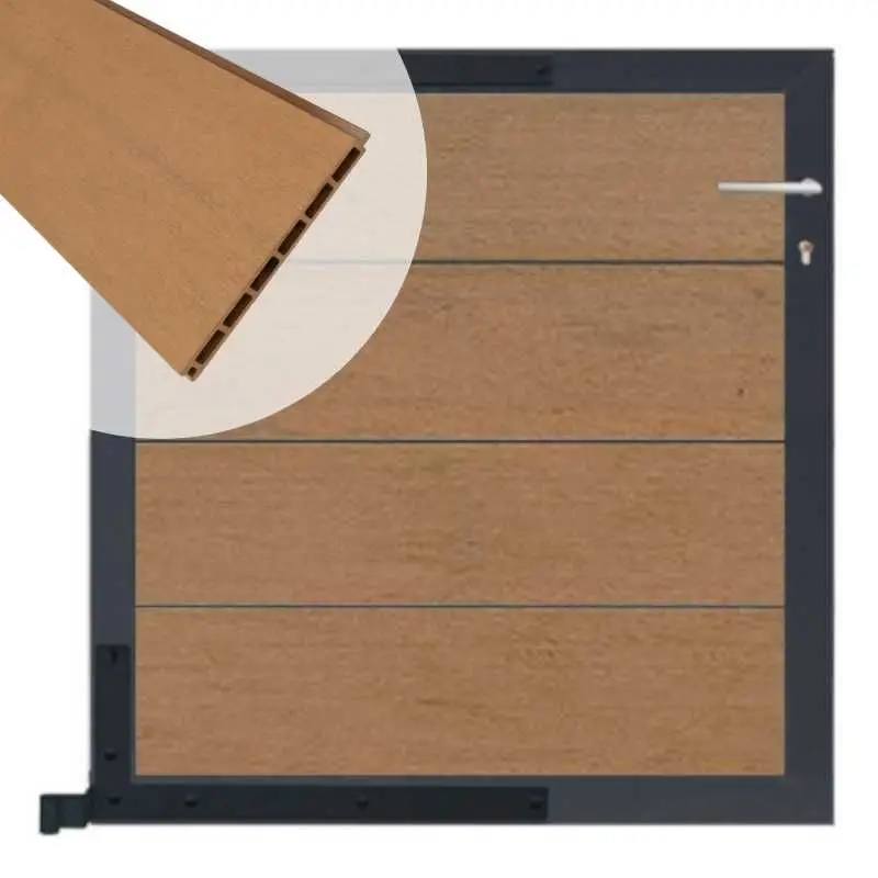 Aanbieding Tuinpoort aluminium antraciet frame Modular - composiet bruin gevlamd (90 x 90 cm)