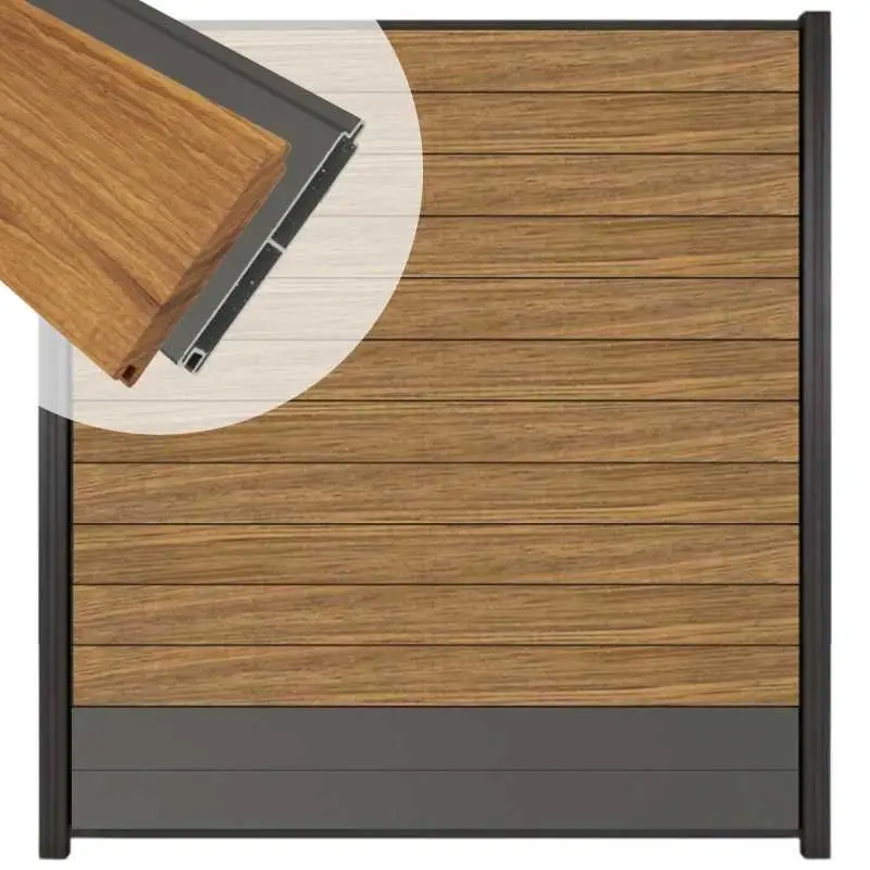 Op = Op Zelfbouw schutting hardhout Mix & Match Thermo Fraké / antraciet - antraciet alu accessoires (180 x 200 cm)