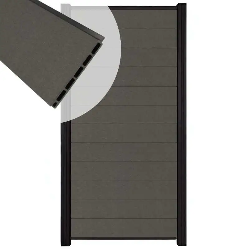 Gereduceerde Prijs Zelfbouw schutting composiet Mix & Match antraciet - zwart alu accessoires (90 x 180 cm)