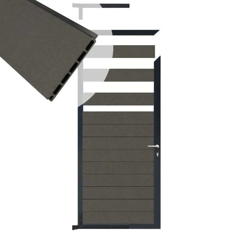 Tuindeur aluminium antraciet frame Mix & Match - composiet antraciet (90 x 180 cm) Voordeelprijs