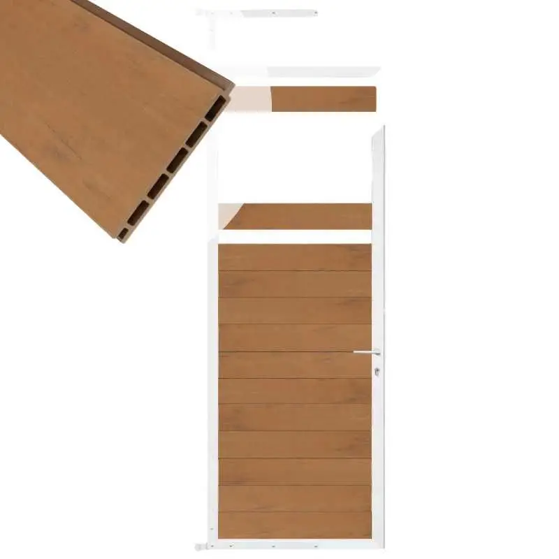 Tuindeur aluminium wit frame Mix & Match - composiet bruin gevlamd (90 x 200 cm) Finale Uitverkoop