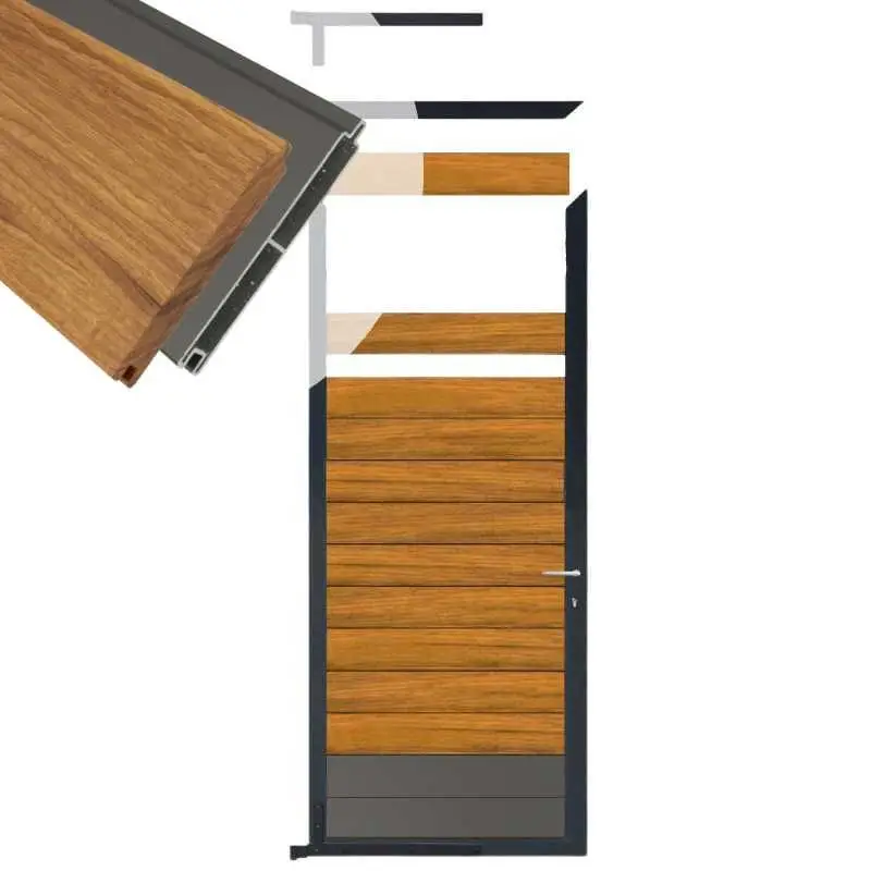 Tuindeur aluminium antraciet frame Mix & Match - hardhout Thermo Fraké / alu antraciet (90 x 200 cm) Premium
