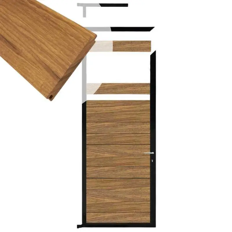 Tuindeur aluminium zwart frame Mix & Match - hardhout Thermo Fraké (90 x 200 cm) Gereduceerde Prijs