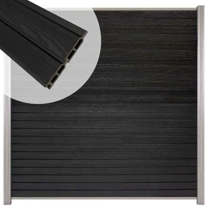 Zelfbouw schutting composiet Rhombus Double zwart - blank alu accessoires (180 x 180 cm) Betrouwbaar