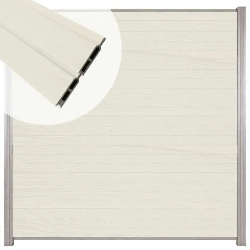 Dagaanbieding Zelfbouw schutting composiet Rhombus Double wit - blank alu accessoires (180 x 180 cm)