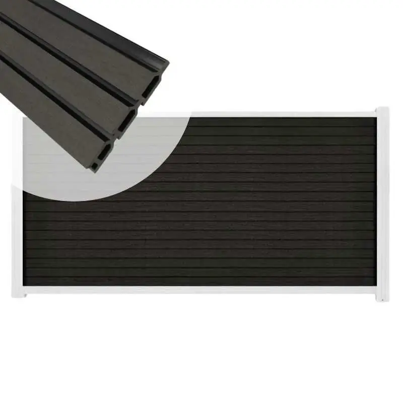 Premium Zelfbouw schutting composiet Rhombus Triple antraciet - wit alu accessoires (180 x 90 cm)