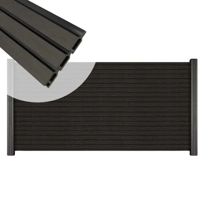 Goedkoop Zelfbouw schutting composiet Rhombus Triple antraciet - antraciet alu accessoires (180 x 90 cm)