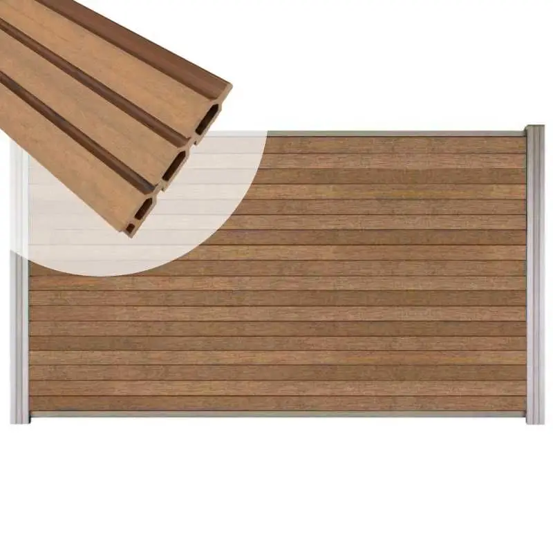 Merkproduct Zelfbouw schutting composiet Rhombus Triple bruin gevlamd - blank alu accessoires (180 x 90 cm)
