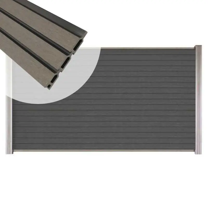 Beperkt Aanbod Zelfbouw schutting composiet Rhombus Triple rock grey - blank alu accessoires (180 x 90 cm)