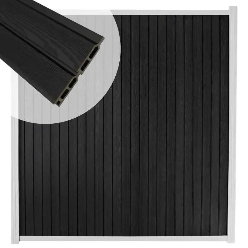 Zelfbouw schutting verticaal Rhombus Double zwart - wit alu accessoires (170 x 180 cm) Gecertificeerd