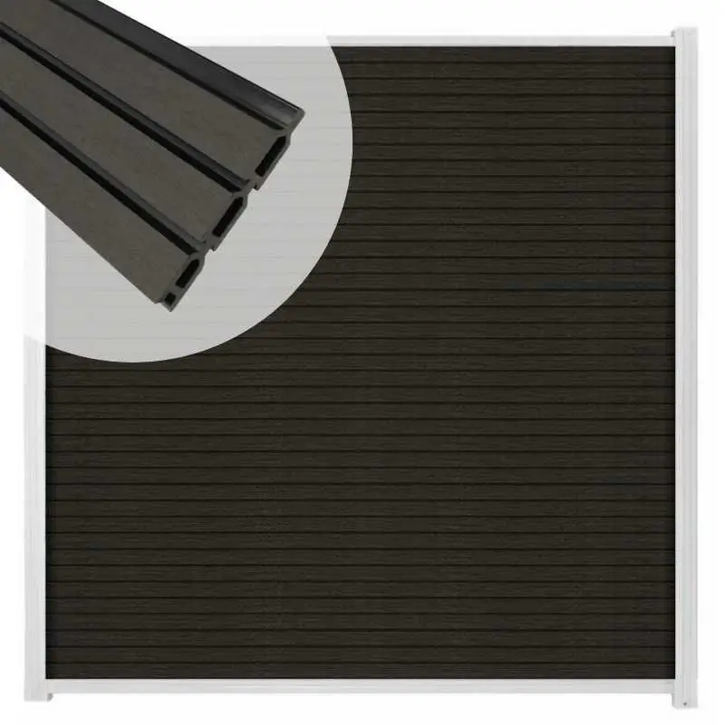 Lage Prijs Zelfbouw schutting composiet Rhombus Triple antraciet - wit alu accessoires (180 x 200 cm)