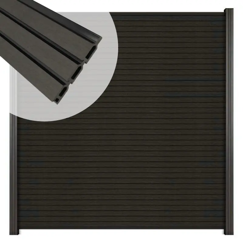 Zelfbouw schutting composiet Rhombus Triple antraciet - antraciet alu accessoires (180 x 200 cm) Gratis Retour