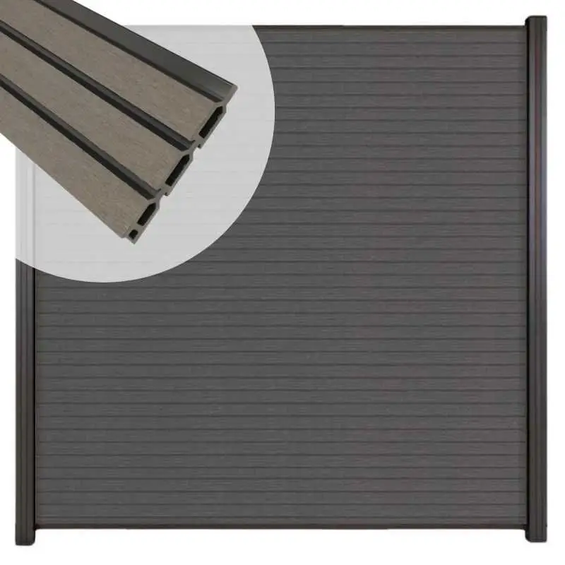 Nieuw Zelfbouw schutting composiet Rhombus Triple rock grey - antraciet alu accessoires (180 x 200 cm)