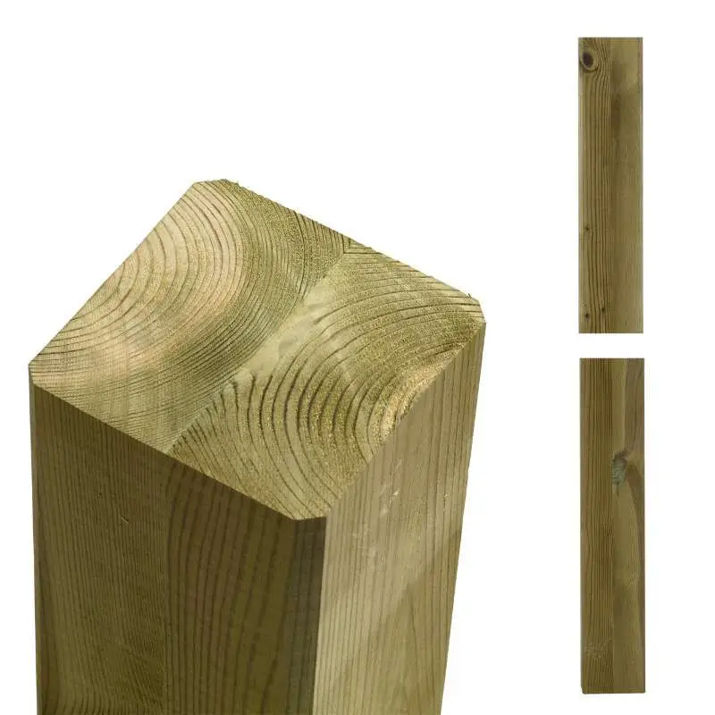 Tuinpaal vuren 9 x 9 cm groen geimpregneerd ongepunt geschaafd Koopje
