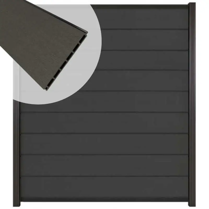 Laatste Kans Zelfbouw schutting composiet Modular antraciet - antraciet alu accessoires (180 x 200 cm)