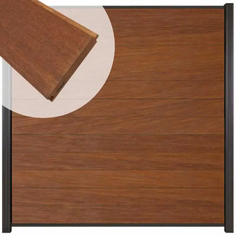 Zelfbouw schutting hardhout Mix & Match Bamboe - antraciet alu accessoires (180 x 180 cm) Express Levering