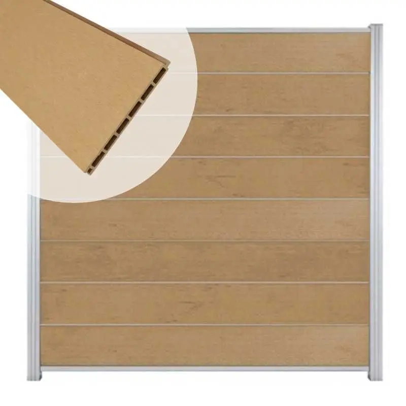 Shop Nu Zelfbouw schutting composiet Modular teak - blank alu accessoires (180 x 180 cm)